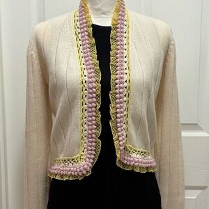 Authentic CHANEL Cream Cashmere Cardigan Sweater Size 38